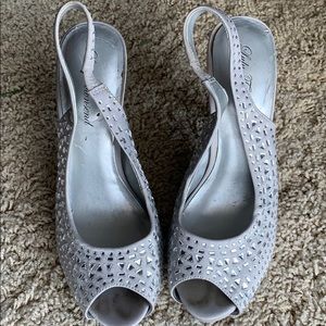 Bedazzled silver heels